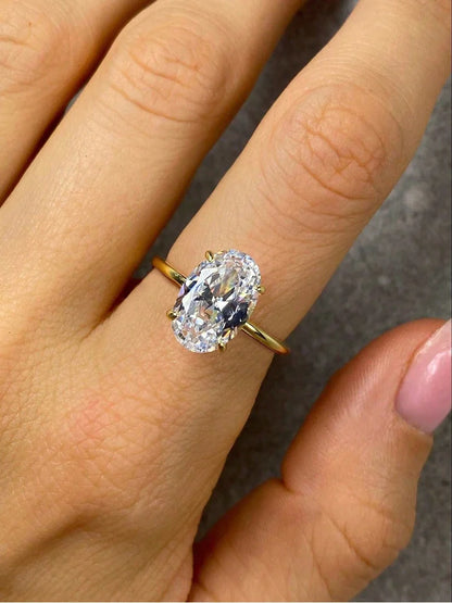 Gorgeous Shiny Oval Stone Ring For Women Engagement Jewelry