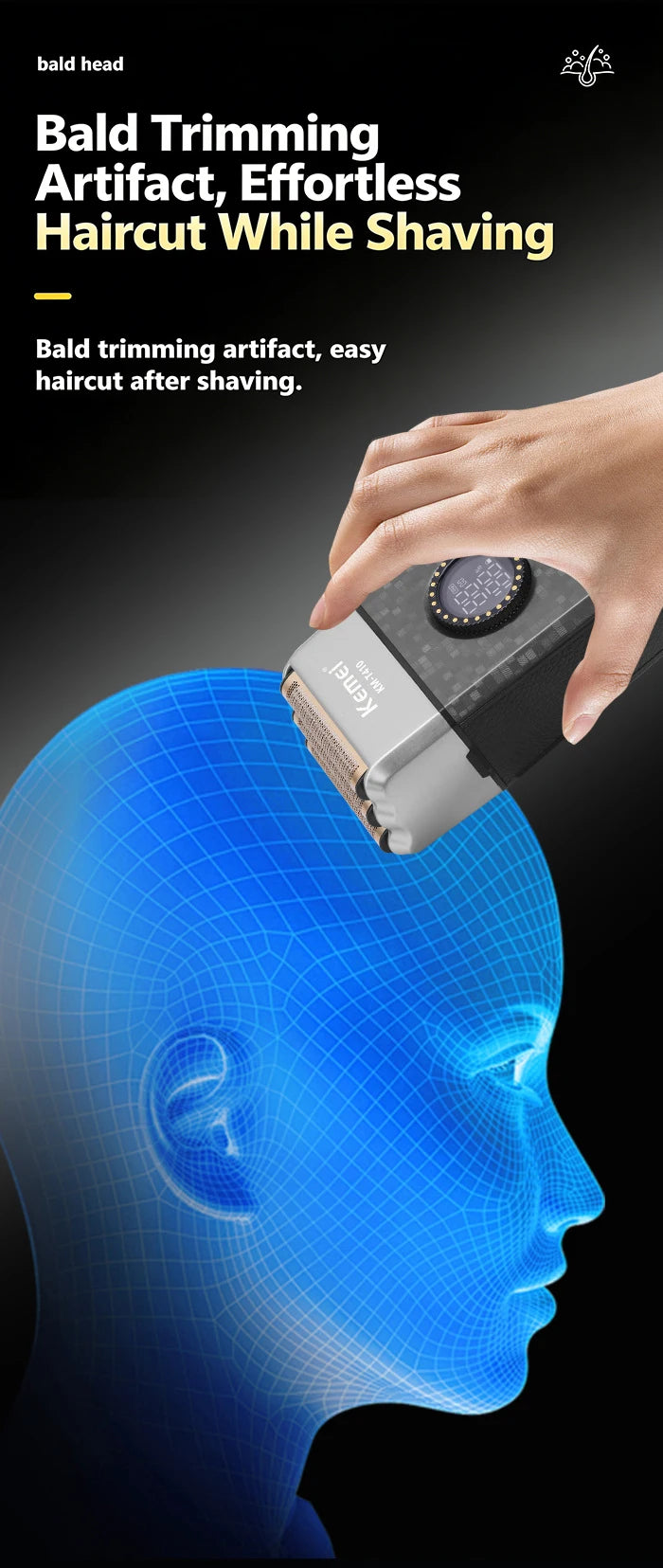 Kemei Rechargeable Cordless Shaver for Men Triple Blade