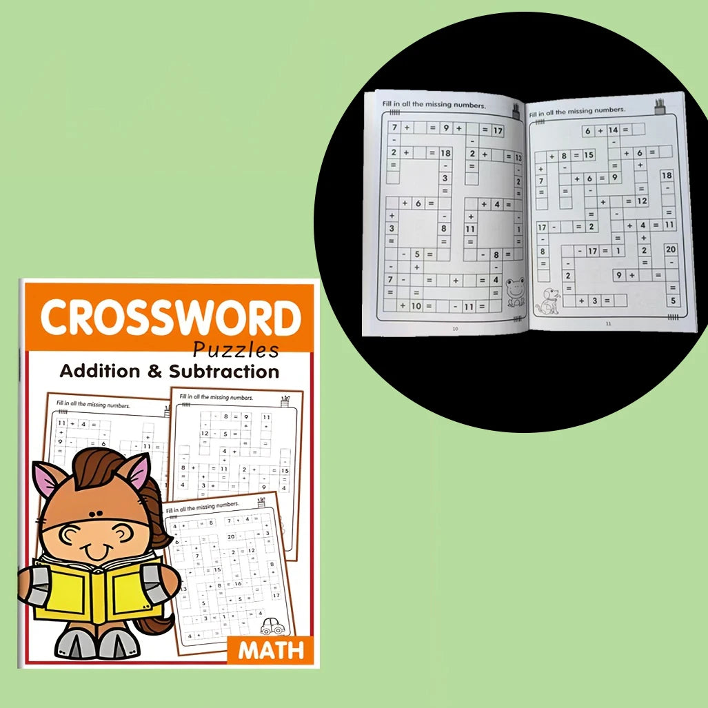 Children's math crossword puzzle book practice