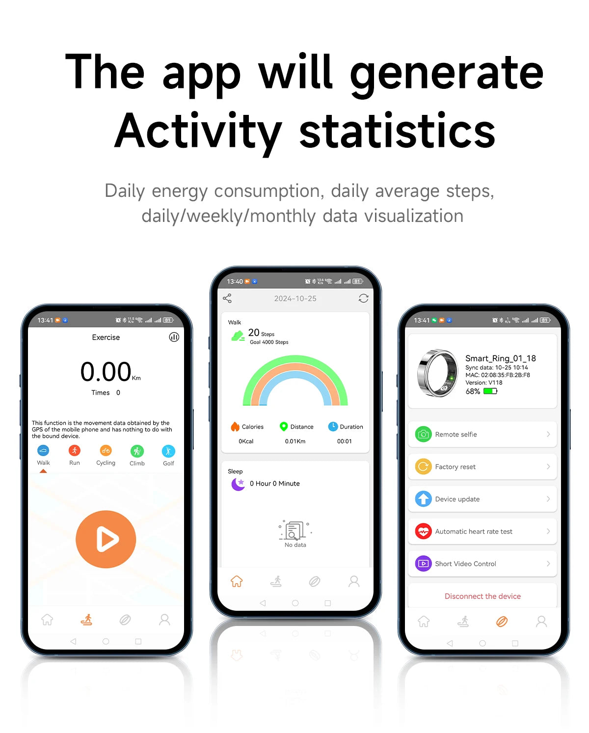 New Smart Ring Heart Rate Blood Pressure Sleep Monitoring