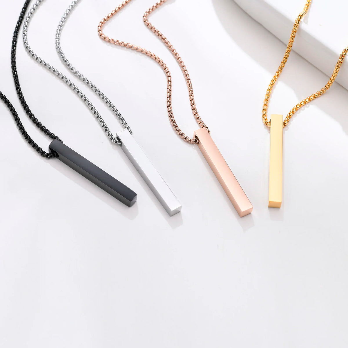 Waterproof Pillar Necklaces for Men Women Stainless Steel