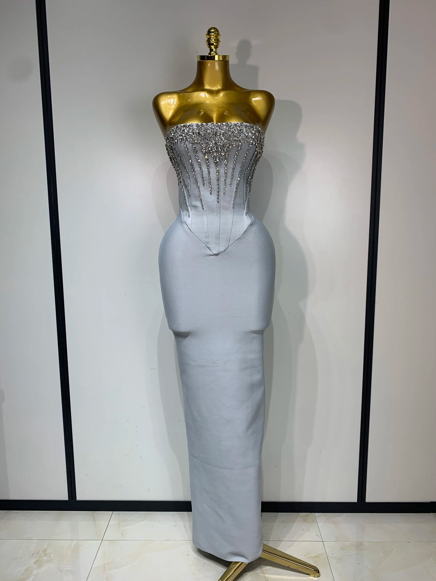 Women Sexy Strapless Backless Long Bandage Dress