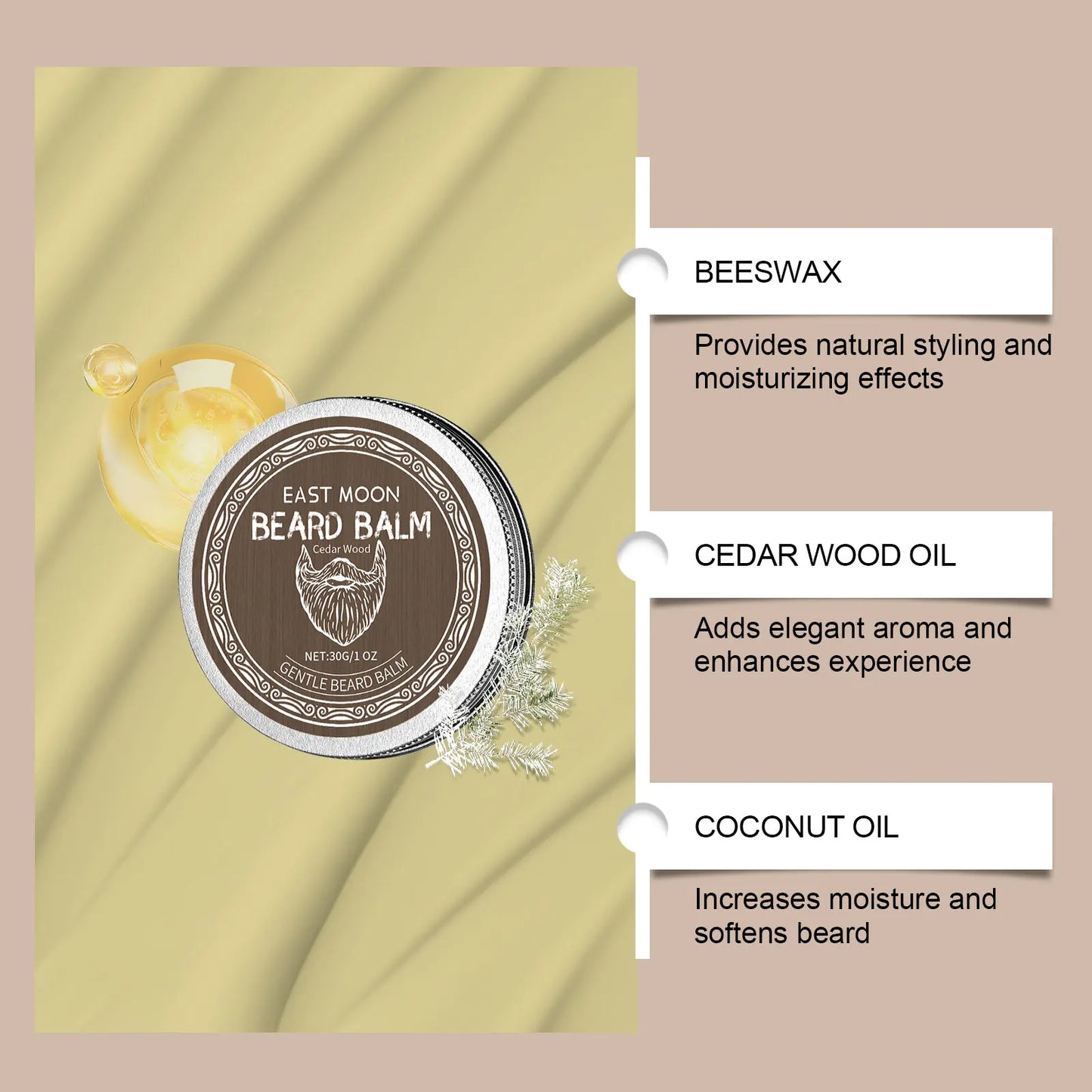 East Moon Men's Beard Wax Care Improve Smooths