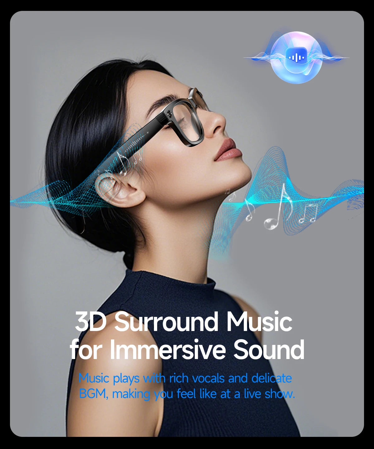 AI Smart Glasses with 8MP Camera Video Recording 100+ Languages