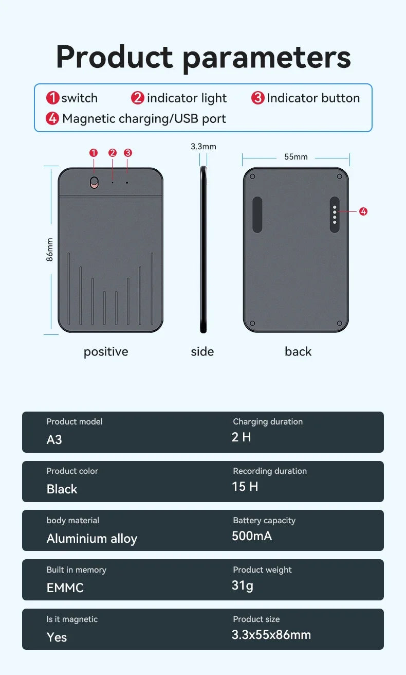 8-128GB AI ChatGPT-4 Intelligent Voice Recorder Audio App