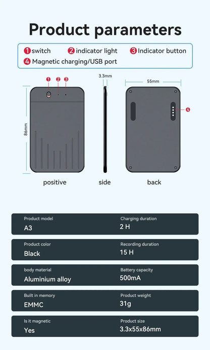 8-128GB AI ChatGPT-4 Intelligent Voice Recorder Audio App