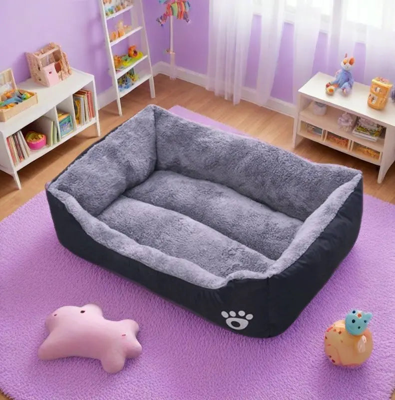 Black Dog Bed Plush Sleeping Bed Non-Slip and Bite-Resistant