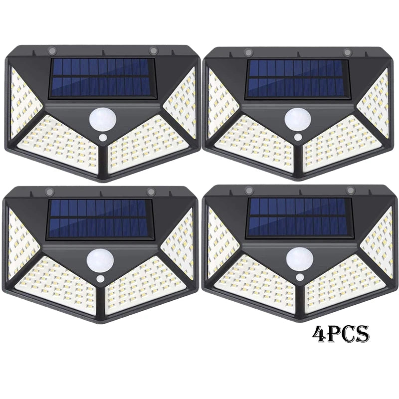 Solar Lights Outdoor 100 LED Wall Lamp Motion Sensor Lights