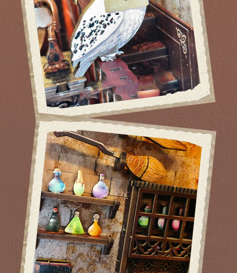DIY Wooden Book Nook Magic Academy Dollhouses Miniature