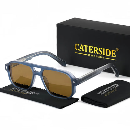CATERSIDE Vintage Punk Sunglasses Men Flat Top
