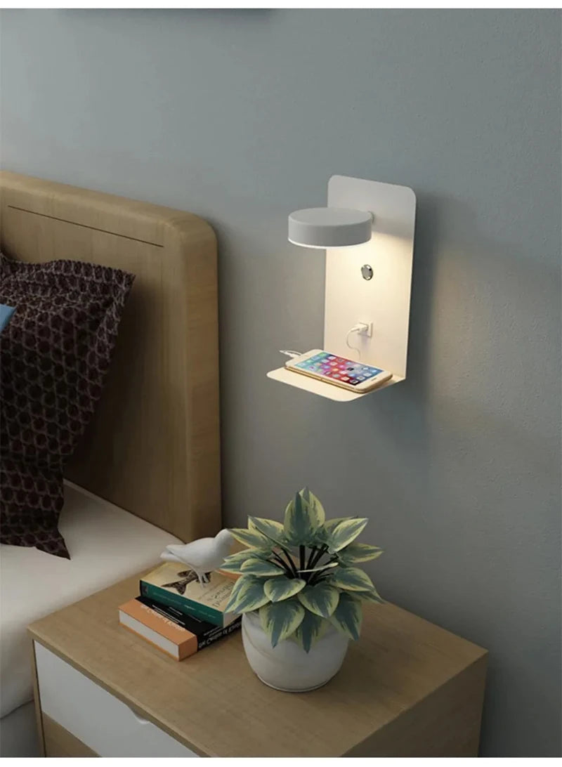 Bedroom Led Wall Lamps with USB Charge Wall Light