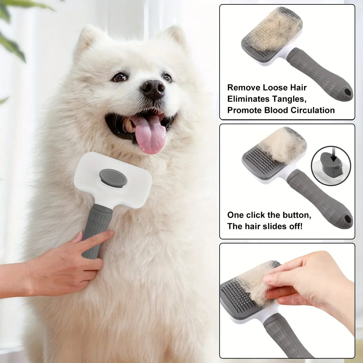 Self-cleaning Pet Hair Remove Comb Cat Slicker Brush