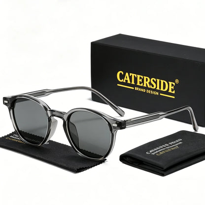 Caterside Polarized Round Sunglasses Men TR Frame