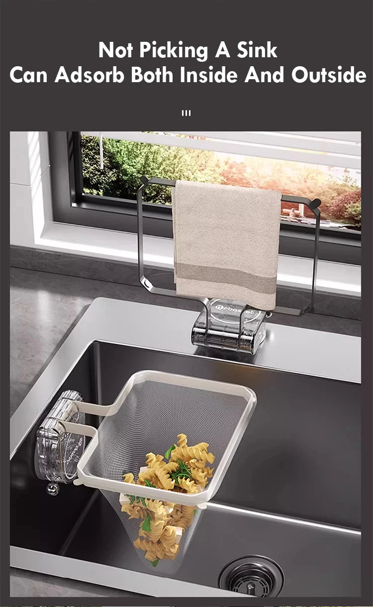 Kitchen Sink Filter Rack Suction Cup Iron Drain Filter