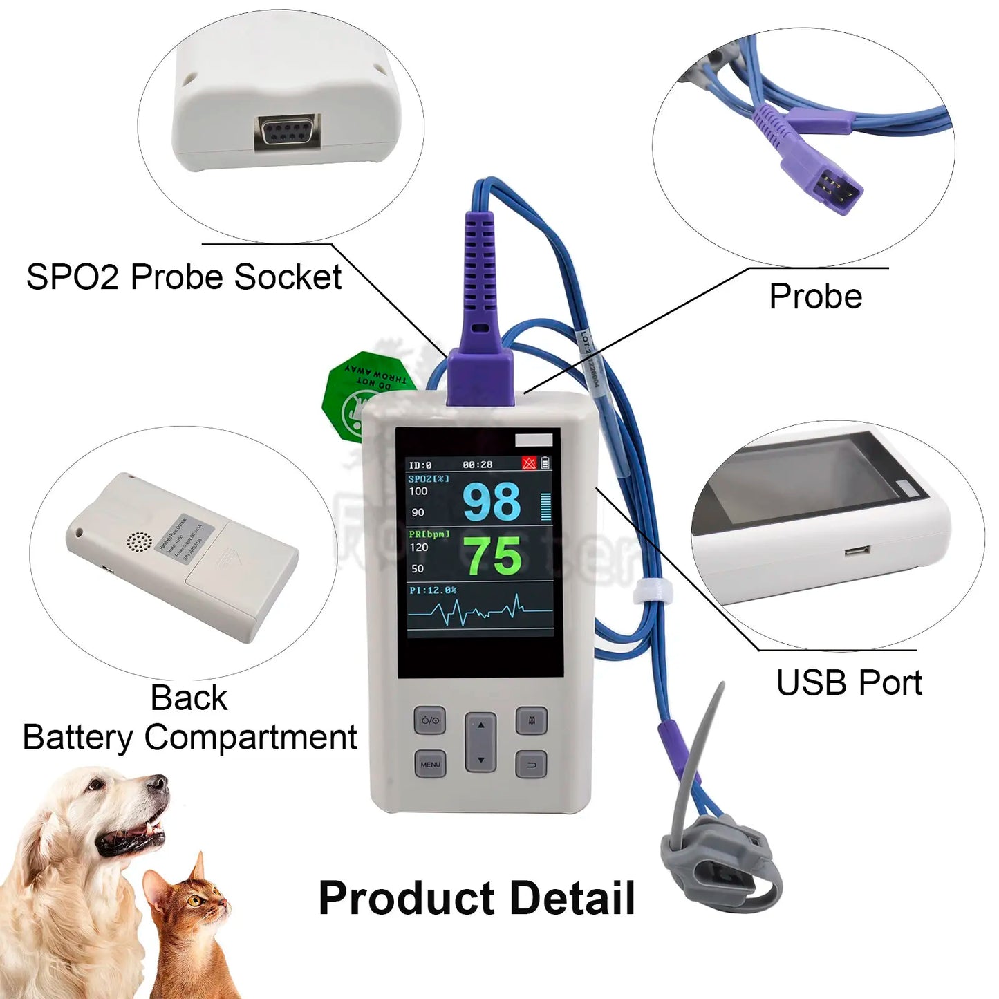 Port-able Pulse Oximeter  for Heart Rate and  Saturation