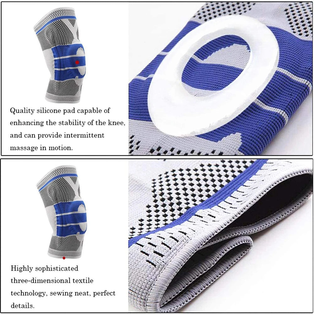 Silicone Padded Knee Pads Supports Brace Basketball Fitness