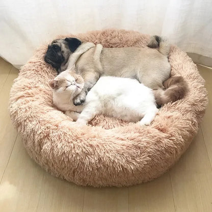 Round Pet Bed for Large Donut Long Plush Bed