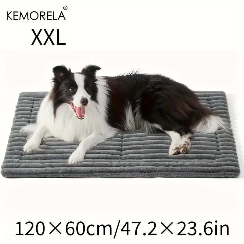 Extra Large Dog Bed Mat Soft Non-Slip Striped Plush