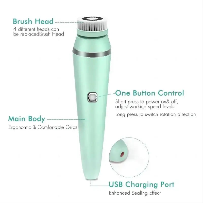 4 in 1 Electric Facial Cleansing Brush Sonic Skin Care