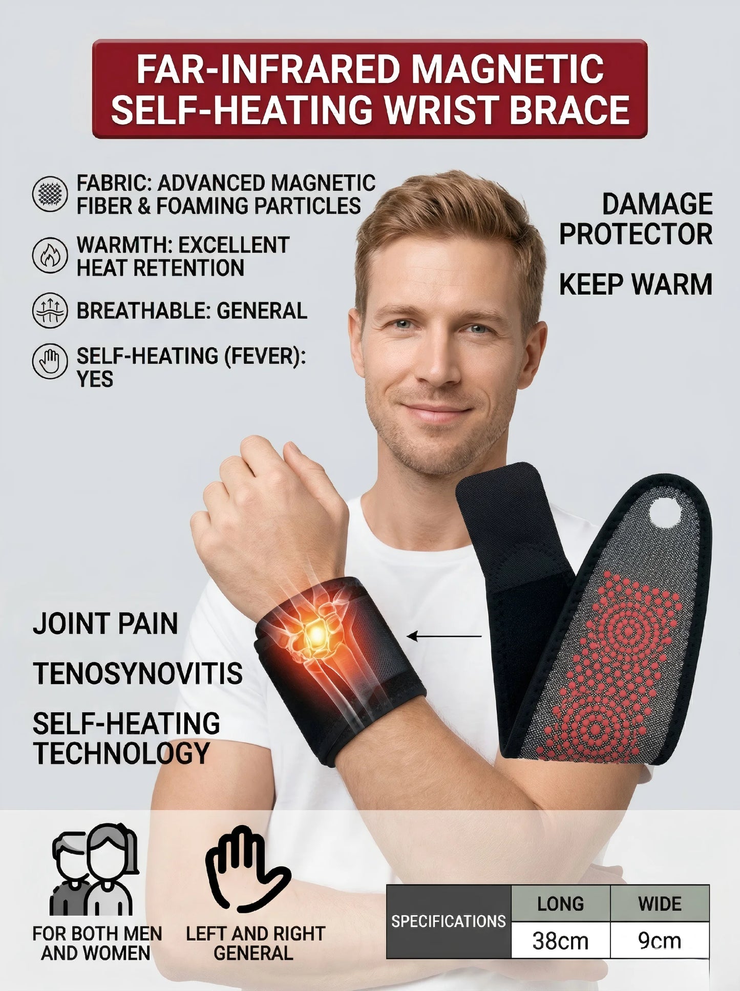 Adjustable Compression Wrist Support Brace