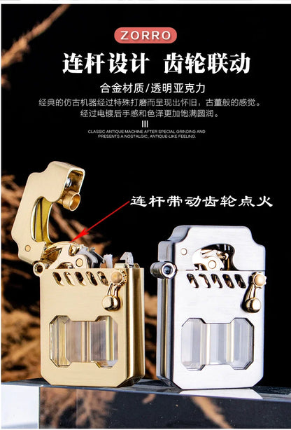 Zorro Kerosen Lighter Cyber Mecha Transparent Bin Rocker