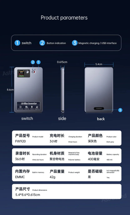 118 Languages 64GB Memory Audio Recorder 400ma Lectures
