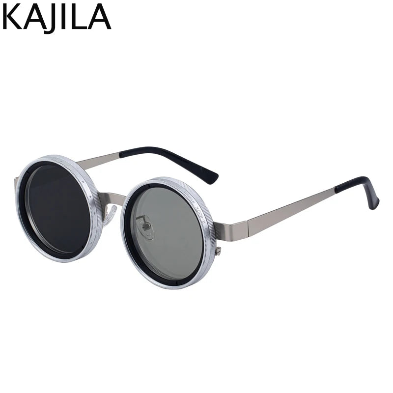 Polarized Round Steampunk ND9 Adjustable Dimming Sunglasses
