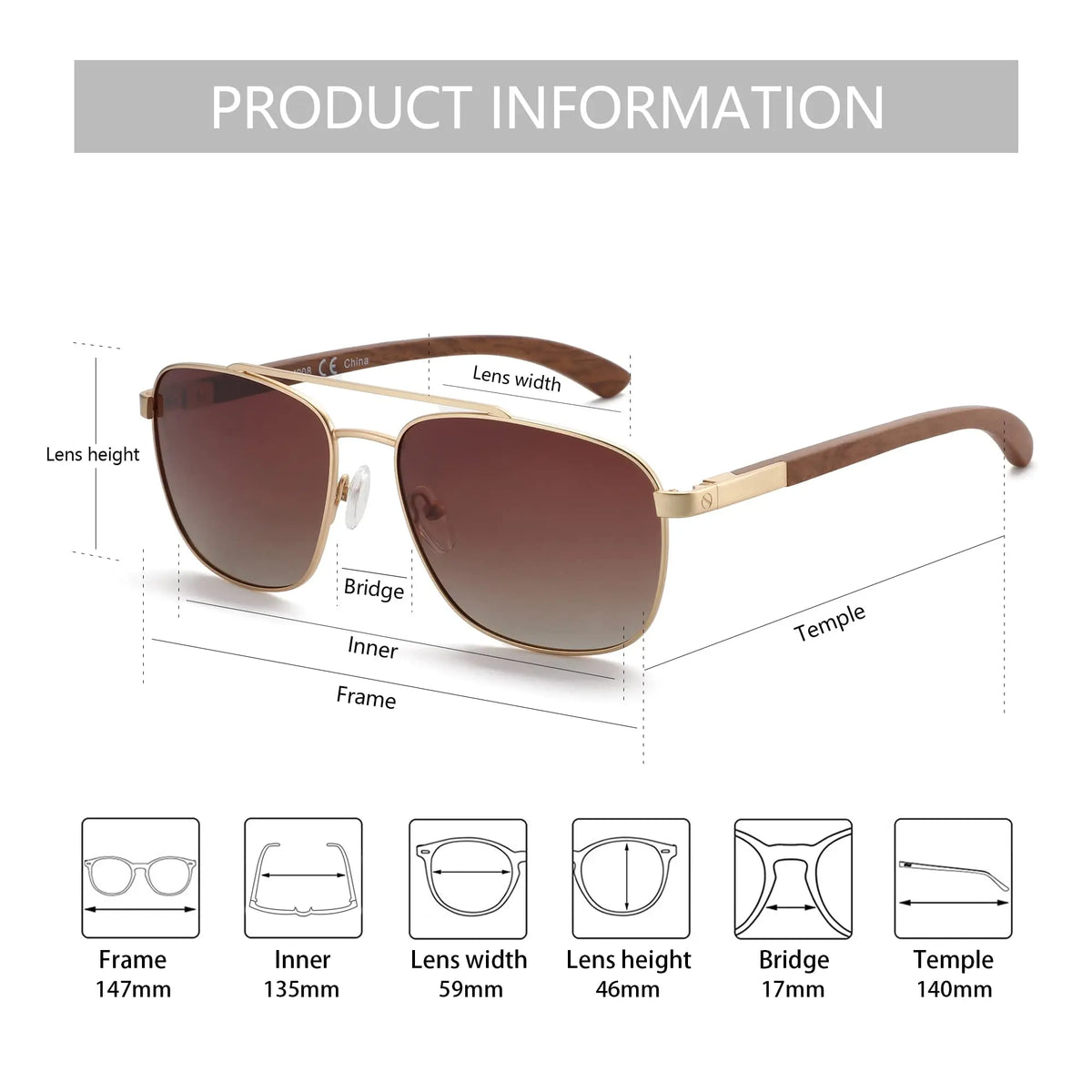ZENOTTIC Trend Wood Polarized Sunglasses for Men
