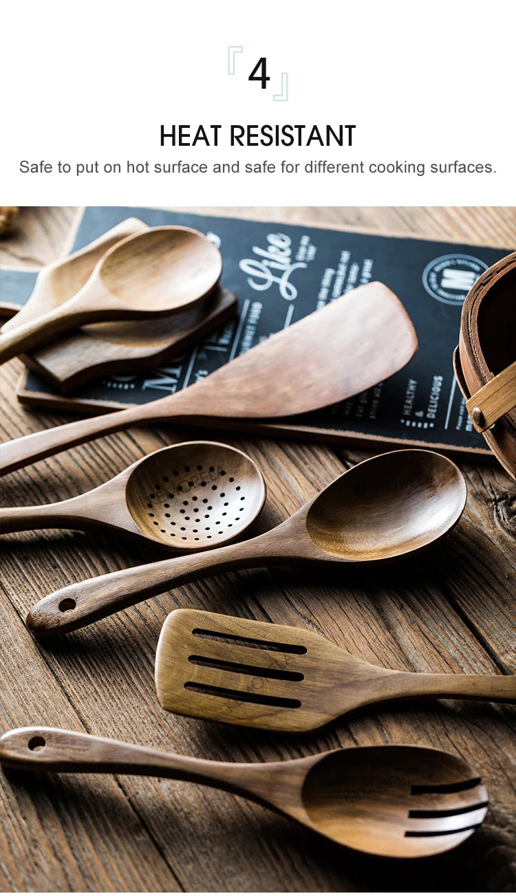 Wooden Spoons For Cooking, Wooden Utensils Set