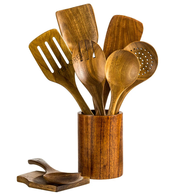 Wooden Spoons For Cooking, Wooden Utensils Set