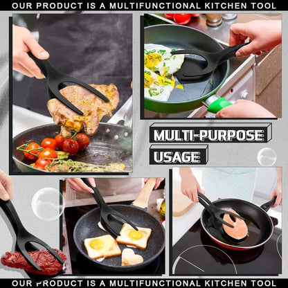 2-in-1 Grip Flip Spatula Tongs - Nylon Non-Stick Egg