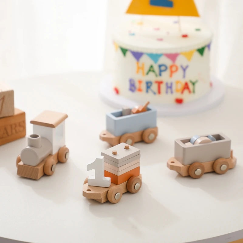 Wooden Birthday Train Toy Simulated Train Toy Model