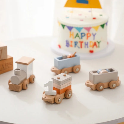 Wooden Birthday Train Toy Simulated Train Toy Model