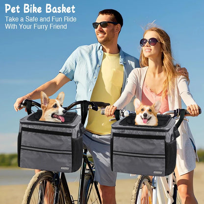 Dog or Cat Bike Basket, Expandable Soft Sided Pet Carrier