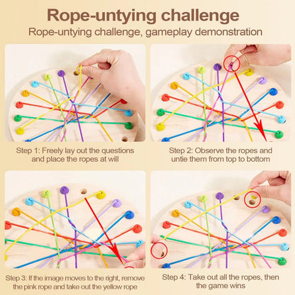 Rubber Wood Twisted Rope Puzzle Game Brainy Knots Rope