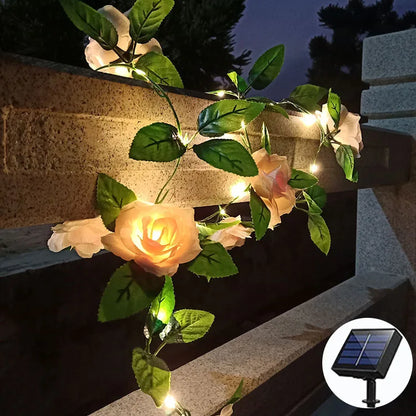 Solar Powered Sunflower Rose String Lights Artificial
