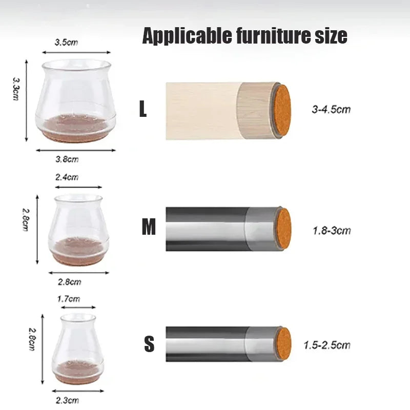 Chair Leg Caps Silicone Feet Protector Pads Furniture