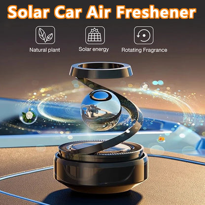 Solar Car Air Freshener Automatic Rotation Dashboard Fragrance