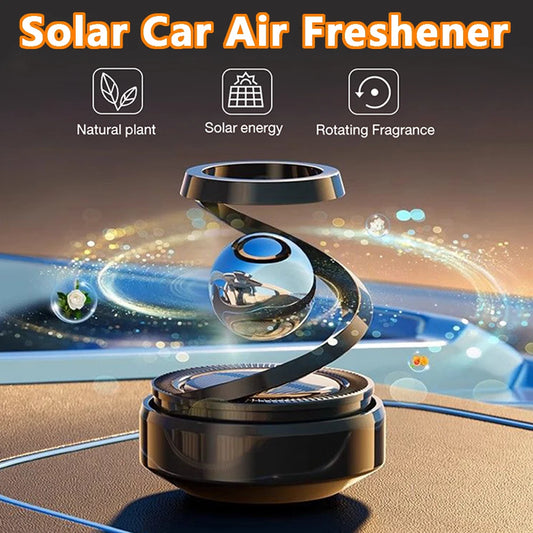 Solar Car Air Freshener Automatic Rotation Dashboard Fragrance