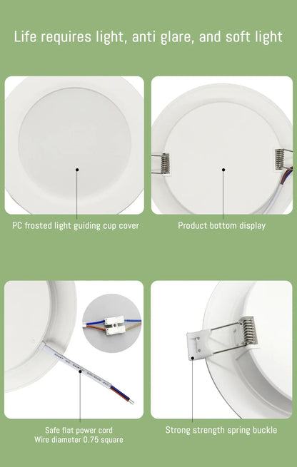 8Pack Round Led Panel Light Recessed Led Downlight Lighting
