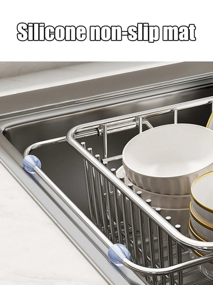 Stainless Steel Telescopic Sink Drain Rack Non-Slip Dish