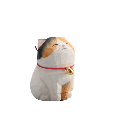 Cute Cat Animals Figurine Decorative Wooden Ornament