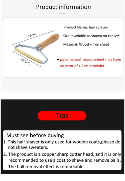 Lint remover pellet scraper for clothes pet hair cleaning roller