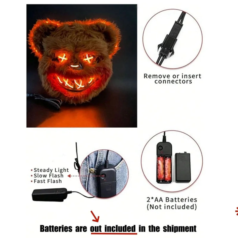 Halloween Cosplay Party Luminous LED Light Face Mask