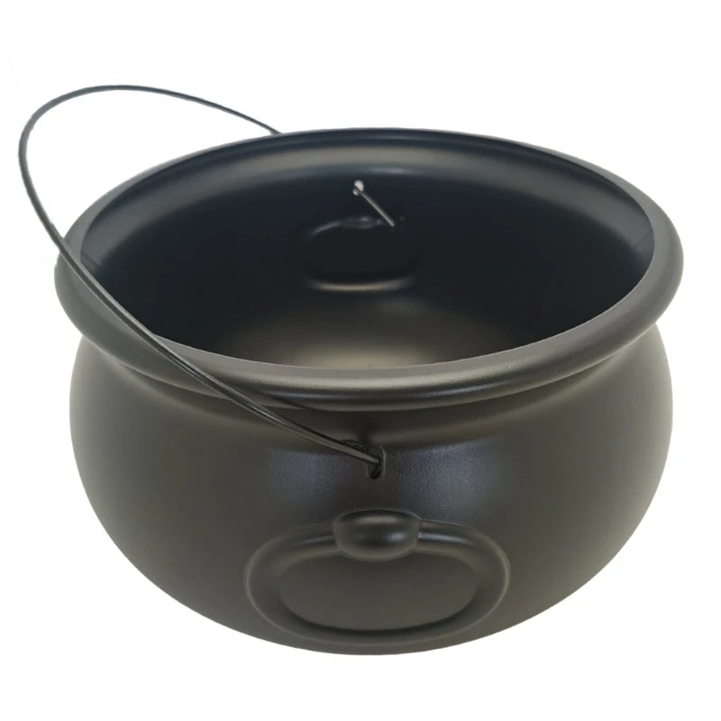 Black Cauldron Kettle Bucket Witches Sweets Candy Bowl for Halloween