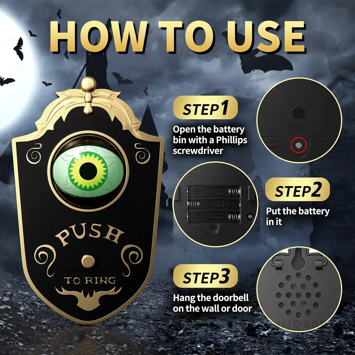 Halloween Decoration LED Hanging One-Eyed Doorbell