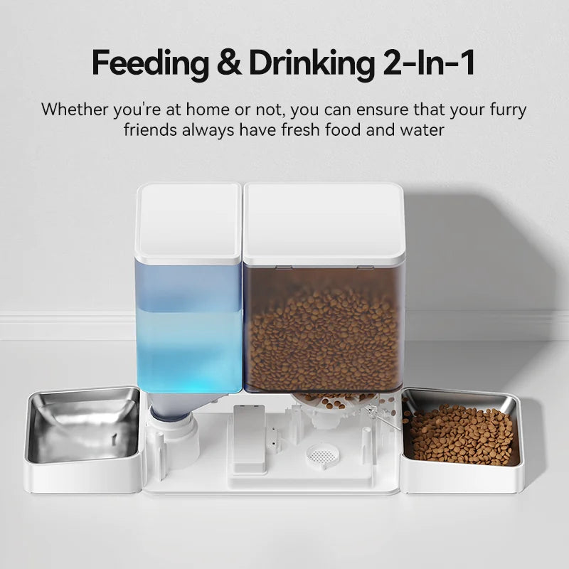 Automatic Pet Feeder Water Fountain 2 in 1 Drinking Feeding