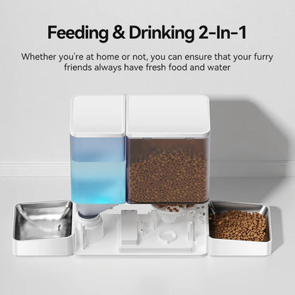Automatic Pet Feeder Water Fountain 2 in 1 Drinking Feeding