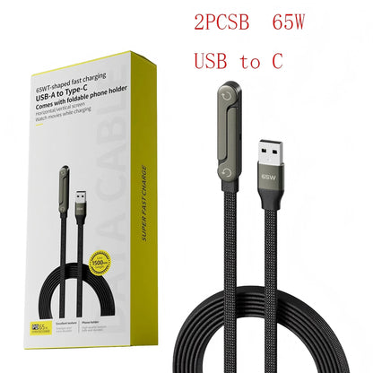 Fast Charging Foldable Bracket Data Cable 2-in-1 Data Wire