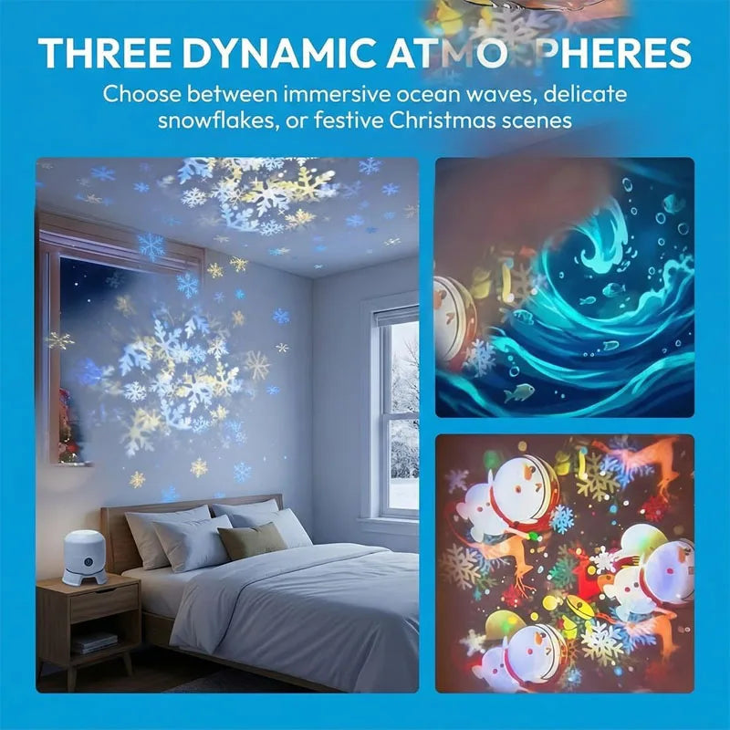 Colorful Fantasy Projection Lamp  Ocean Snowflake Ambiance